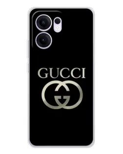 Чохол для OPPO Reno13 F з картинкою «Gucci — золото на чорному»