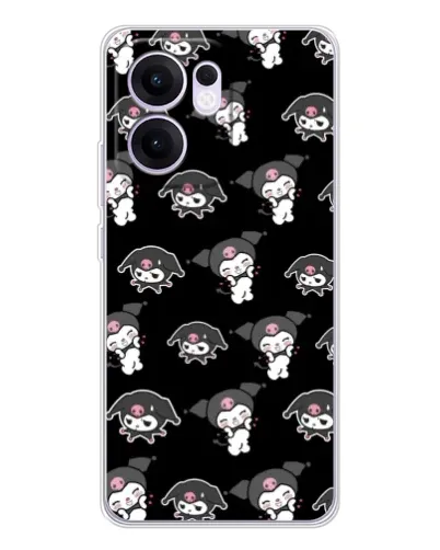 Чехол для OPPO Reno13 F с картинкой «Черный паттерн Kuromi»