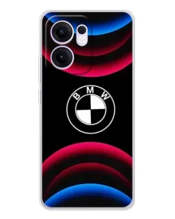 Чехол для OPPO Reno13 F с картинкой «Логотип BMW и неоновые дуги»