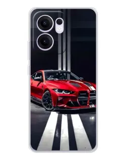 Чехол для OPPO Reno13 F с картинкой «Красная BMW на дороге»