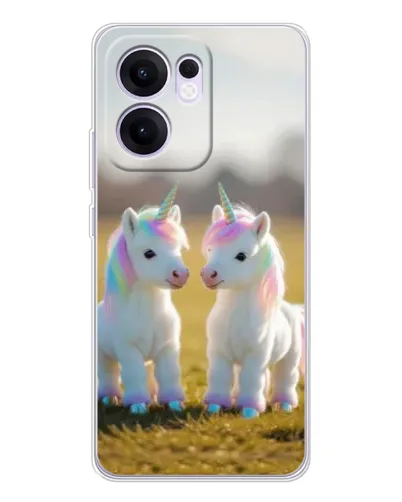 Чехол для OPPO Reno13 F с картинкой «Пара единорогов»