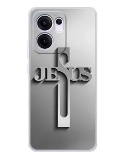 Чохол для OPPO Reno13 F з картинкою «Металевий хрест Jesus»