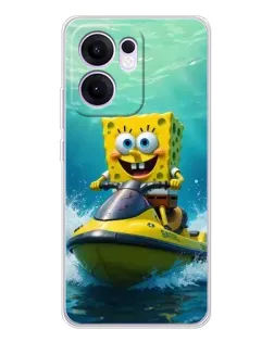 Чехол для OPPO Reno13 F с картинкой «Спанч Боб на гидроцикле»