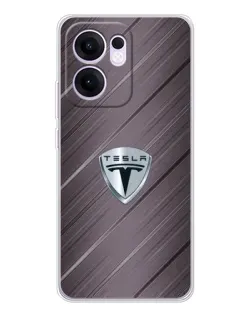 Чехол для OPPO Reno13 F с картинкой «Металлическая текстура Tesla»