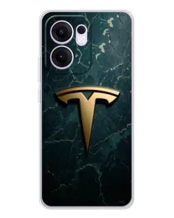 Чехол для OPPO Reno13 F с картинкой «Мраморная Tesla Gold»