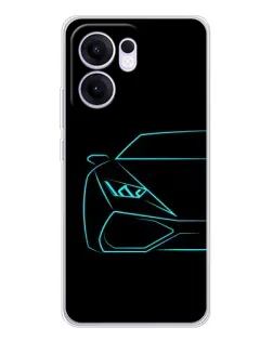 Чехол для OPPO Reno13 F с картинкой «Голубой силуэт Lamborghini»