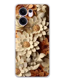 Чехол для OPPO Reno13 F с картинкой «Бежевый флористический декор» Чехол для OPPO Reno13 F с картинкой «Бежевый флористический декор»