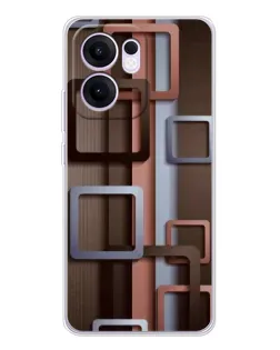 Чехол для OPPO Reno13 F с картинкой «Коричневые объемные квадраты» Чехол для OPPO Reno13 F с картинкой «Коричневые объемные квадраты»