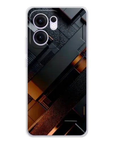 Чехол для OPPO Reno13 F с картинкой «Черные геометрические блоки»