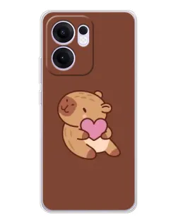 Чехол для OPPO Reno13 F с картинкой «Капибара с сердцем»