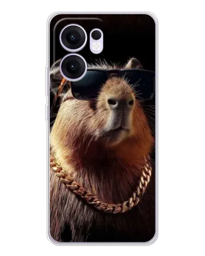 Чехол для OPPO Reno13 F с картинкой «Капибара золотая цепь»