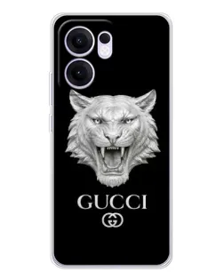 Чехол для OPPO Reno 13 FS 5G с картинкой «Gucci — серебряный лев»