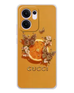 Чехол для OPPO Reno 13 FS 5G с картинкой «Gucci — золотые бабочки»