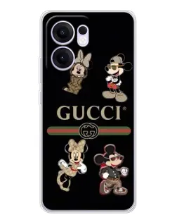 Чехол для OPPO Reno 13 FS 5G с картинкой «Gucci — герои Disney и монограмма»