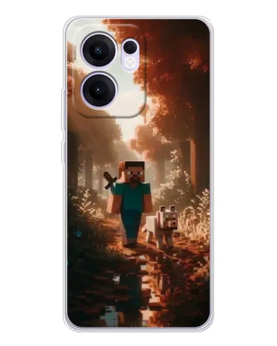 Чехол для OPPO Reno 13 FS 5G с картинкой «Стив в лесу»