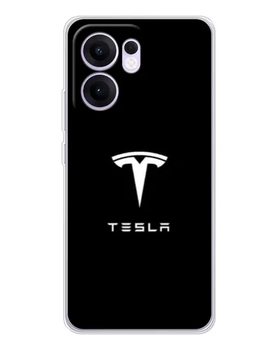 Чехол для OPPO Reno 13 FS 5G с картинкой «Tesla White Logo»