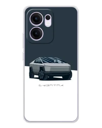 Чехол для OPPO Reno 13 FS 5G с картинкой «Серебристый Cybertruck Tesla»
