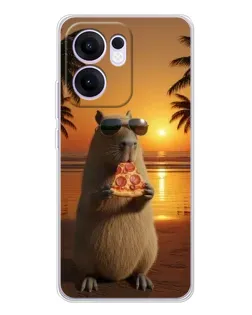 Чехол для OPPO Reno 13 FS 5G с картинкой «Капибара с пиццей» Чехол для OPPO Reno 13 FS 5G с картинкой «Капибара с пиццей»