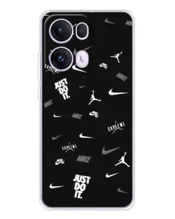 Чехол для OPPO Reno13 Pro с картинкой «Nike Black Pattern»