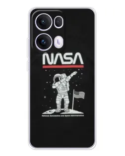 Чехол для OPPO Reno13 Pro с картинкой «NASA — шагаем по Луне»