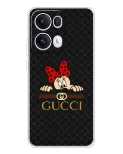 Чехол для OPPO Reno13 Pro с картинкой «Минни Маус Gucci — черный»