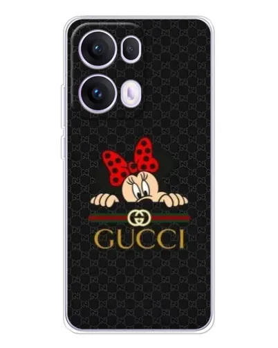 Чехол для OPPO Reno13 Pro с картинкой «Минни Маус Gucci — черный»