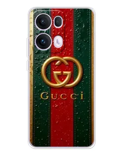 Чехол для OPPO Reno13 Pro с картинкой «Gucci — фирменная полоса и золото»