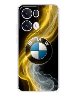 Чехол для OPPO Reno13 Pro с картинкой «Золотистый дым BMW»