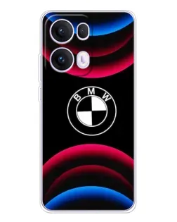 Чехол для OPPO Reno13 Pro с картинкой «Логотип BMW и неоновые дуги»