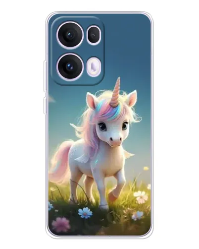 Чехол для OPPO Reno13 Pro с картинкой «Единорог на поляне»