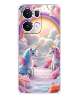Чехол для OPPO Reno13 Pro с картинкой «Радуга и единороги» Чехол для OPPO Reno13 Pro с картинкой «Радуга и единороги»