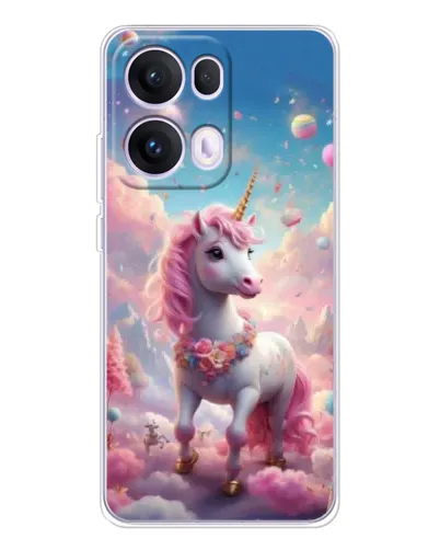 Чехол для OPPO Reno13 Pro с картинкой «Единорог среди облаков»