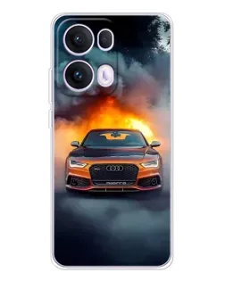 Чохол для OPPO Reno13 Pro з картинкою «Audi у вогняному диму»