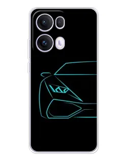 Чохол для OPPO Reno13 Pro з картинкою «Блакитний силует Lamborghini»