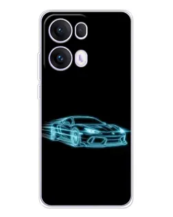 Чохол для OPPO Reno13 Pro з картинкою «Неоновий контур Lamborghini»