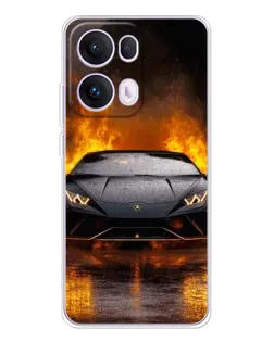 Чохол для OPPO Reno13 Pro з картинкою «Lamborghini у вогні»