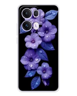 Чохол для OPPO Reno13 Pro з картинкою «Фіолетові квіти з росою»