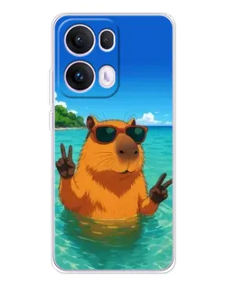 Чехол для OPPO Reno13 Pro с картинкой «Морская капибара»