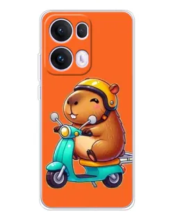 Чехол для OPPO Reno13 Pro с картинкой «Капибара на скутере»
