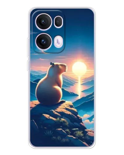 Чехол для OPPO Reno13 Pro с картинкой «Закат солнца с капибарой»