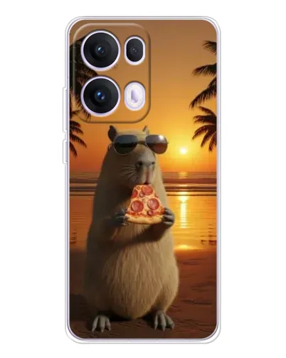 Чехол для OPPO Reno13 Pro с картинкой «Капибара с пиццей»