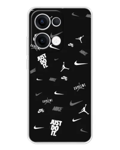 Чохол для OPPO Reno13 з картинкою «Nike Black Pattern» Чохол для OPPO Reno13 з картинкою «Nike Black Pattern»