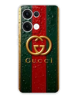 Чехол для OPPO Reno13 с картинкой «Gucci — фирменная полоса и золото»
