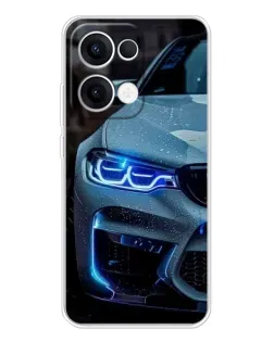 Чохол для OPPO Reno13 з картинкою «Погляд BMW з синіми фарами»