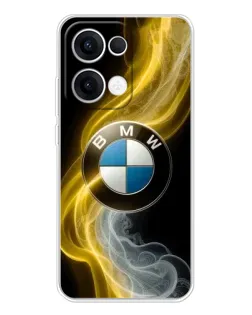 Чехол для OPPO Reno13 с картинкой «Золотистый дым BMW»