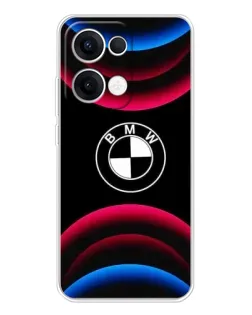 Чехол для OPPO Reno13 с картинкой «Логотип BMW и неоновые дуги»
