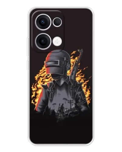 Чохол для OPPO Reno13 з картинкою «PUBG — вогняний силует»