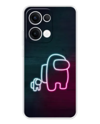 Чехол для OPPO Reno13 с картинкой «Among Us неон-арт»