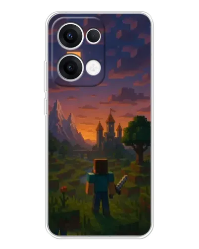 Чехол для OPPO Reno13 с картинкой «Стив у башни» Чехол для OPPO Reno13 с картинкой «Стив у башни»