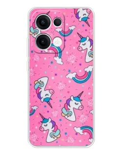 Чехол для OPPO Reno13 с картинкой «Unicorn паттерн розовый» Чехол для OPPO Reno13 с картинкой «Unicorn паттерн розовый»